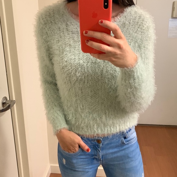 Boxy Mint Fuzzy Sweater - Picture 5 of 6